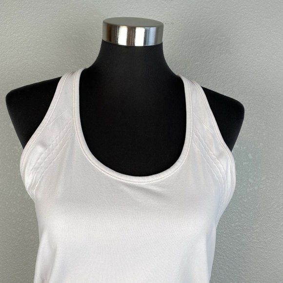 Athleta Womens Speedlight Racerback Tank Top M Medium Pale Pink Ruched Seamless - Picture 2 of 11